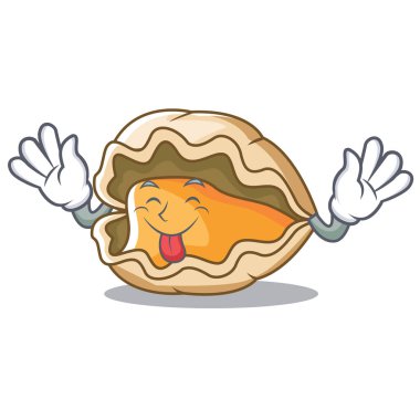 İstiridye maskot karikatür tarzı dil