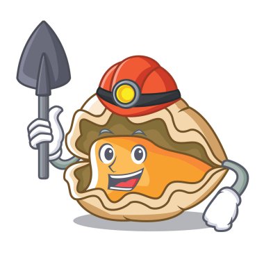 Madenci istiridye maskot karikatür tarzı