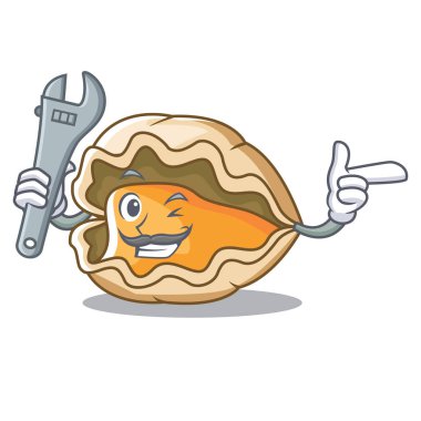 Mekanik istiridye maskot karikatür tarzı