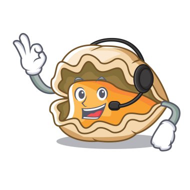 Kulaklık istiridye maskot karikatür tarzı ile