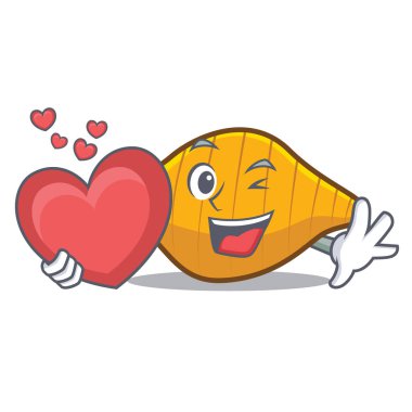 Kalp conchiglie makarna maskot karikatür ile