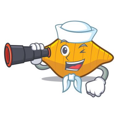 Denizci dürbün conchiglie makarna maskot karikatür ile