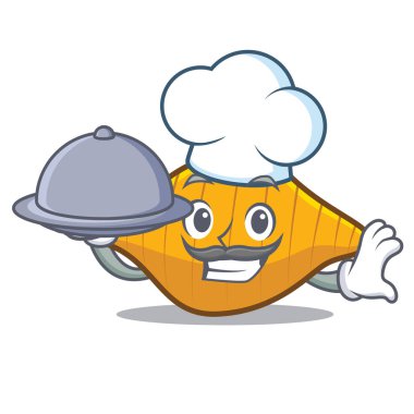 Şef gıda conchiglie makarna maskot karikatür ile