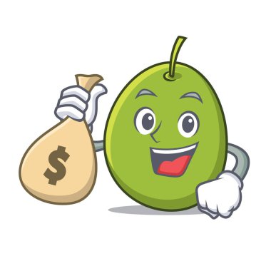Para çantası zeytin karakter karikatür tarzı ile