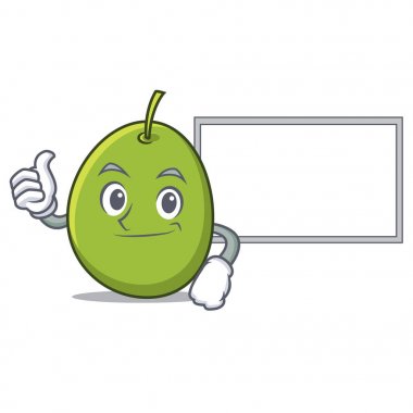 Başparmak yukarıya kurulu zeytin karakter karikatür tarzı ile