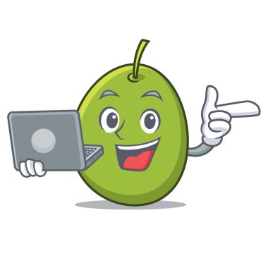 Dizüstü zeytin karakter karikatür tarzı ile