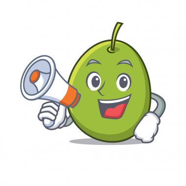 Megafon zeytin karakter karikatür tarzı ile