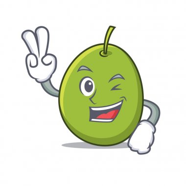İki zeytin karakter karikatür tarzı parmak