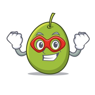 Süper kahraman zeytin karakter karikatür tarzı