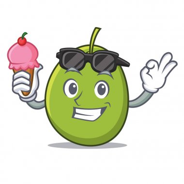 Dondurma zeytin karakter karikatür tarzı ile