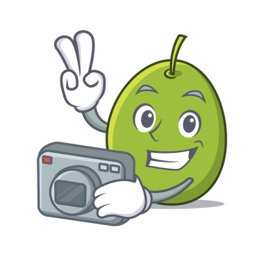 Fotoğrafçı zeytin maskot karikatür tarzı