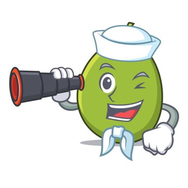 Denizci dürbün maskot zeytin karikatür tarzı ile