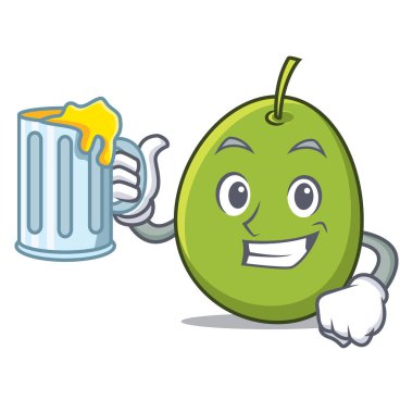 Suyu zeytin maskot karikatür tarzı ile