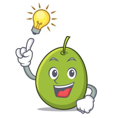 Bir fikir zeytin maskot karikatür tarzı var