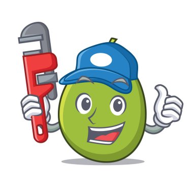 Tesisatçı zeytin maskot karikatür tarzı