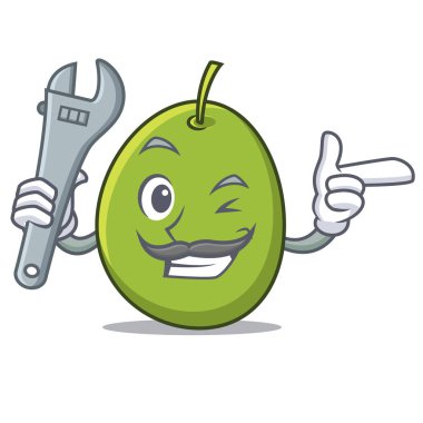 Mekanik zeytin maskot karikatür tarzı