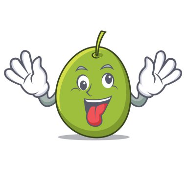 Deli zeytin maskot karikatür tarzı