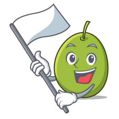 Bayrak zeytin maskot karikatür tarzı ile