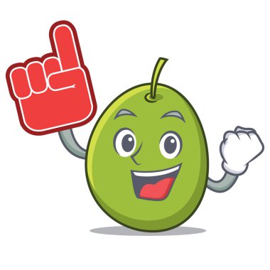 Parmak zeytin maskot karikatür tarzı köpük