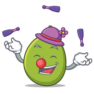 Zeytin maskot karikatür tarzı hokkabazlık