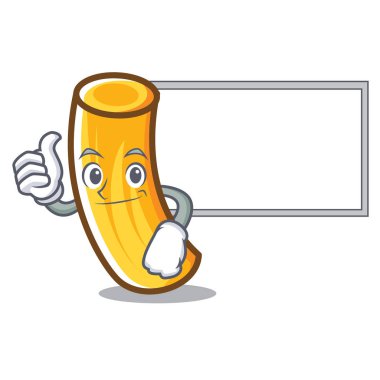 Başparmak yukarıya kurulu tortiglioni makarna karakter karikatür ile