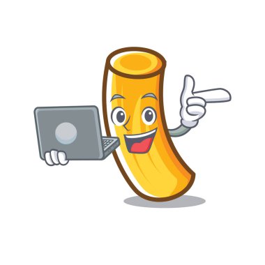 Dizüstü tortiglioni makarna karakter karikatür ile