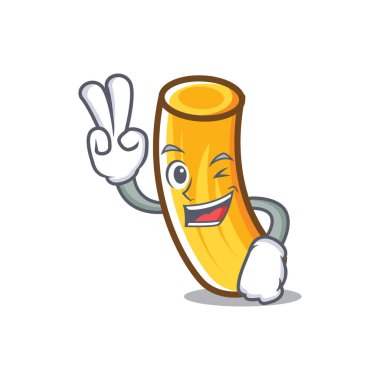 İki parmak tortiglioni makarna karakter karikatür