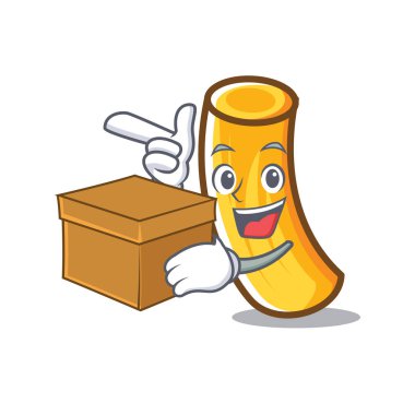 Kutusu tortiglioni makarna karakter karikatür ile