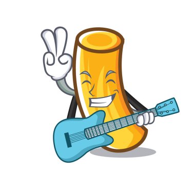 Gitar tortiglioni makarna maskot karikatür ile