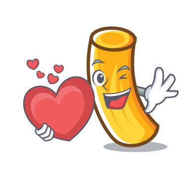 Kalp tortiglioni makarna maskot karikatür ile
