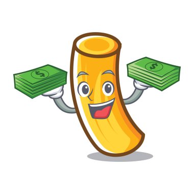 Para tortiglioni makarna maskot karikatür ile