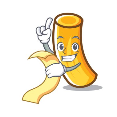 Menü tortiglioni makarna maskot karikatür ile