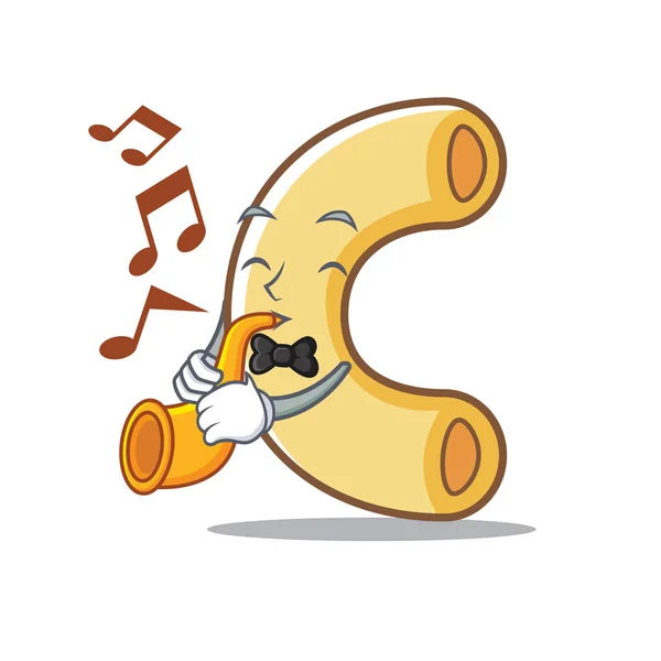 Com trompete macarrão mascote estilo cartoon —  Vetores de Stock