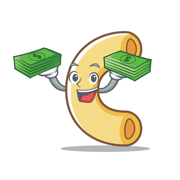 S peníze makarony maskot kreslený styl — Stockový vektor