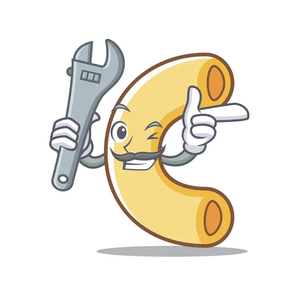 Mascotte de mécanicien macaroni style dessin animé — Image vectorielle