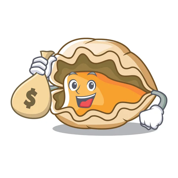 Met geld, zak oester, tekenstijl cartoon — Stockvector