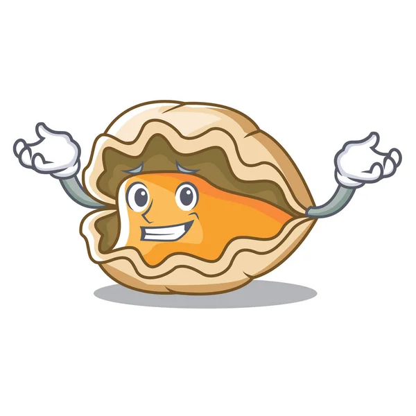 Grinning oyster personaggio stile cartone animato — Vettoriale Stock
