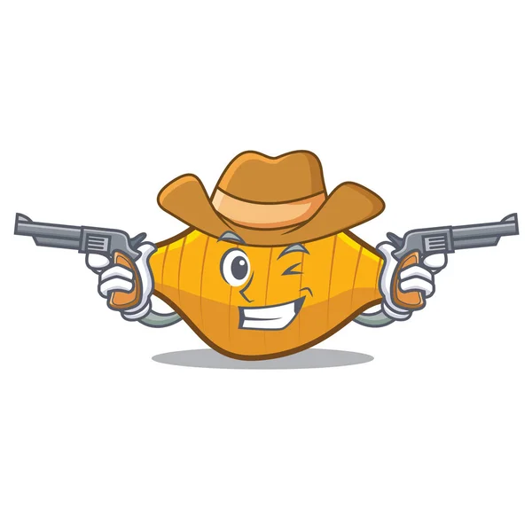 Cowboy conchiglie personaggio pasta cartone animato — Vettoriale Stock