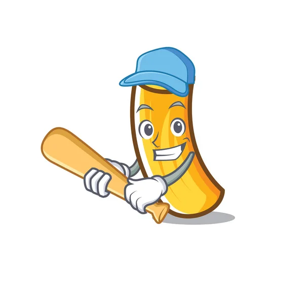 Jouer au baseball tortiglioni pâtes personnage dessin animé — Image vectorielle
