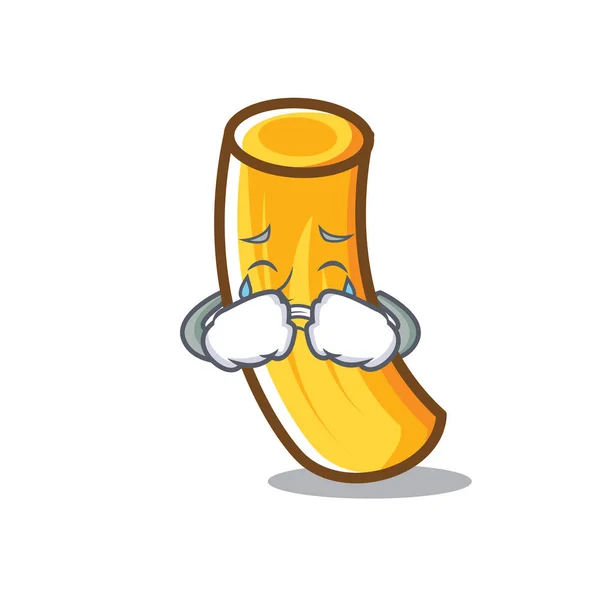 Crying tortiglioni pasta mascota dibujos animados — Vector de stock