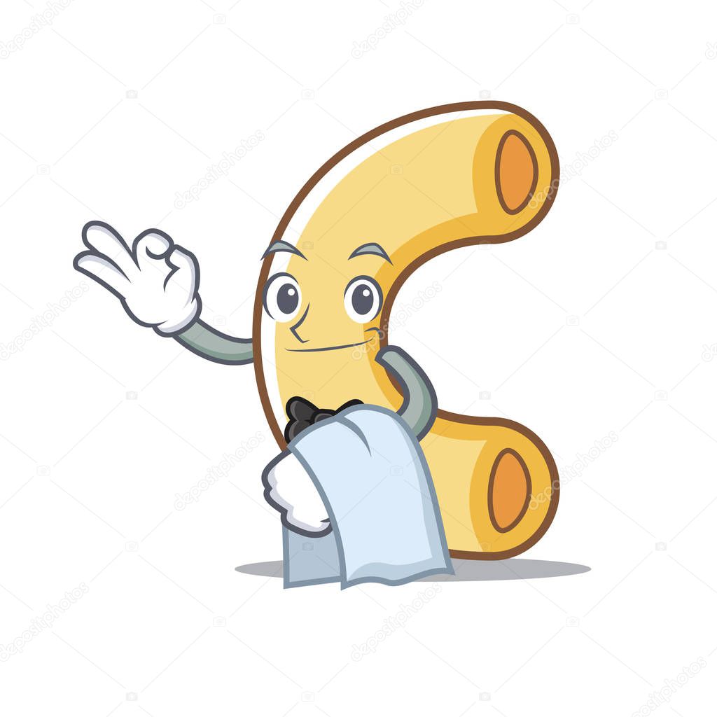 Waiter macaroni mascot cartoon style