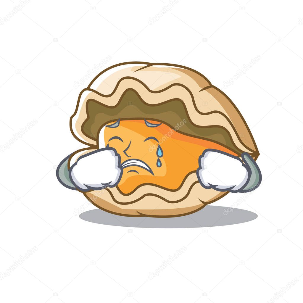 Crying oyster mascot cartoon style