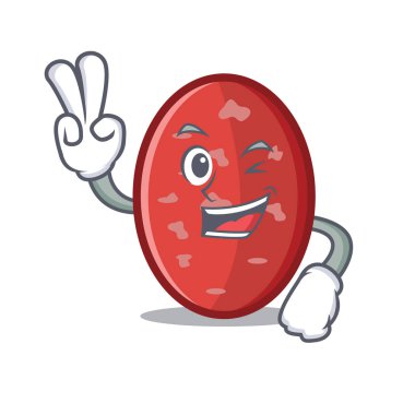 Salam karakter karikatür tarzı iki parmak