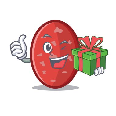 Hediye salam maskot karikatür tarzı ile