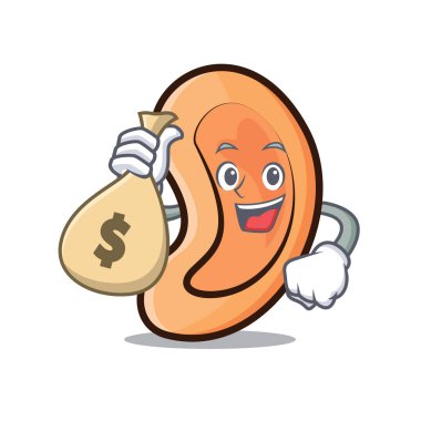 Para çantasını kulak karakter karikatür tarzı ile