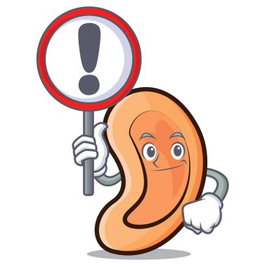 Kulak karakter karikatür tarzı işaretiyle