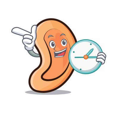 Saati ile kulak karakter karikatür tarzı