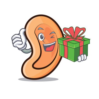 Hediye ile kulak maskot karikatür tarzı