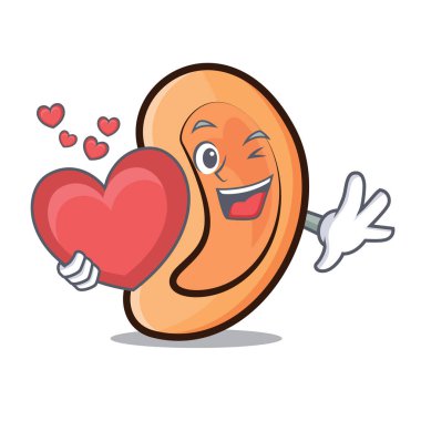 Kalp kulak maskot karikatür tarzı ile