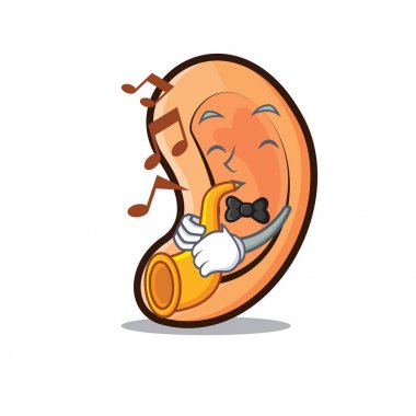Trompet ile kulak maskot karikatür tarzı